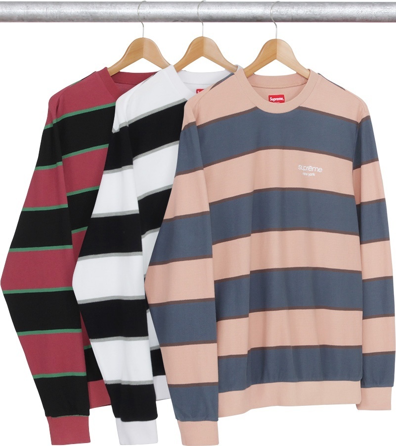 Striped Twill Crewneck